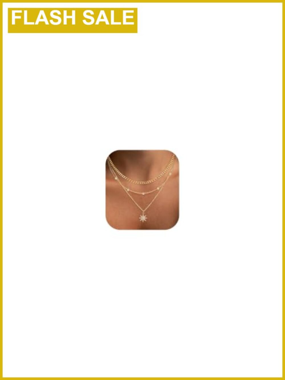 14K Gold Plated Layered Necklace Set Dainty Chain Pendant Choker Trendy